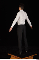  Jamie black shoes black trousers bow tie dressed standing uniform waiter uniform white shirt whole body 0012.jpg